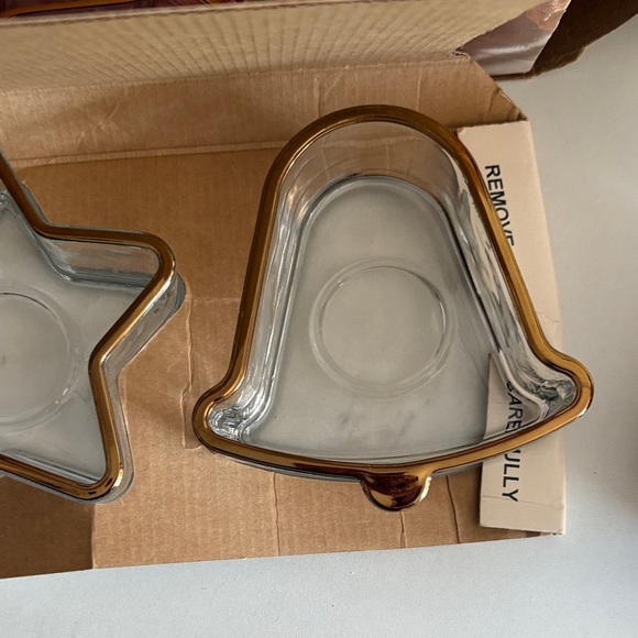 Gold Rimmed Glass Holiday Decor Set new in box - Picture 4 of 5